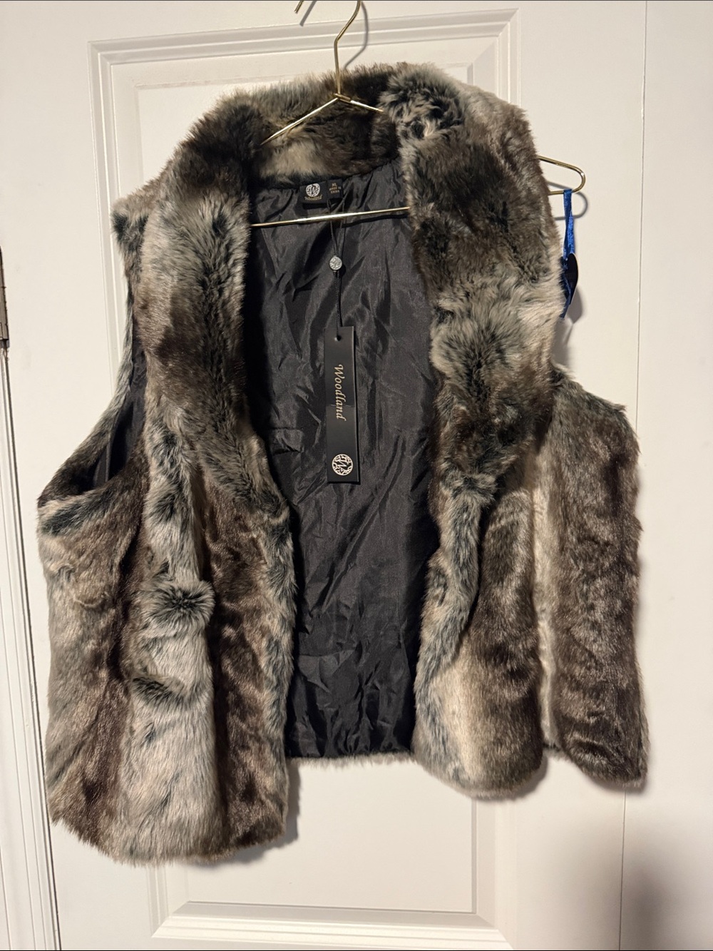 Woodland Faux Fur Vest in Gray-Brown